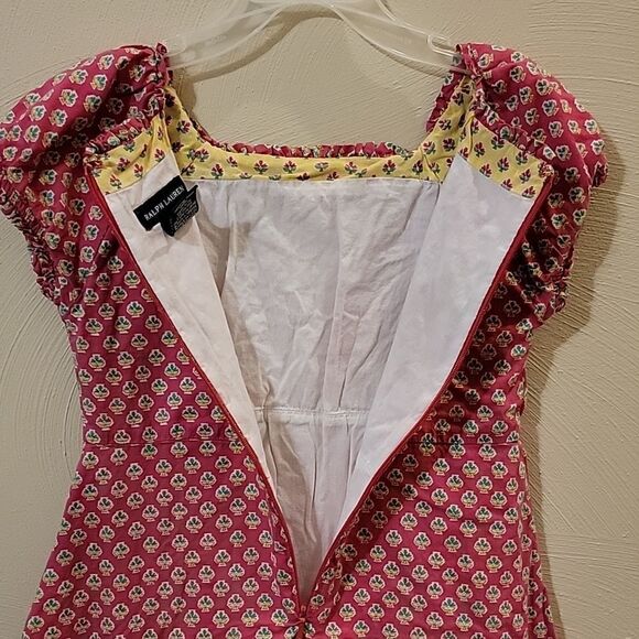 RALPH LAUREN BLUE LABEL PINK PATTERNED CAP SLEEVE DRESS, SIZE 6 - Picture 6 of 7